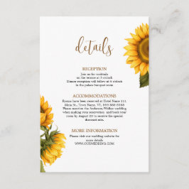 Helle Sonnenblumen Hochzeitsdetails minimal Begleitkarte