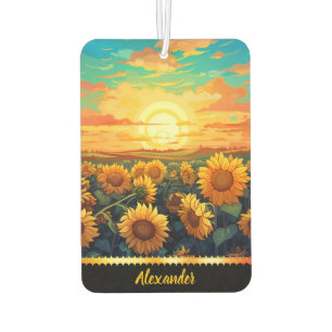 Helle Sonnenblumen in goldener Sonne Autolufterfrischer