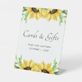 Helle Sonnenblumen Karten und Geschenke Hochzeit Sockelschild (Vorderseite)