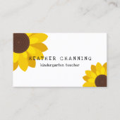 Helle Sonnenblumen-Lehrerin Visitenkarte (Vorderseite)