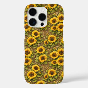 Helle Sonnenblumen-Nahtlos-Wiederholungsmuster iPhone 16 Pro Hülle