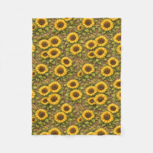 Helle Sonnenblumen-Nahtlos-Wiederholungsmuster Fleecedecke
