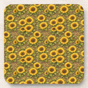 Helle Sonnenblumen-Nahtlos-Wiederholungsmuster Getränkeuntersetzer