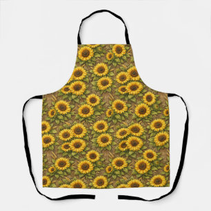 Helle Sonnenblumen-Nahtlos-Wiederholungsmuster Schürze
