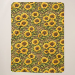 Helle Sonnenblumen-Nahtlos-Wiederholungsmuster Sherpadecke