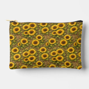 Helle Sonnenblumen-Nahtlos-Wiederholungsmuster Zubehörtasche