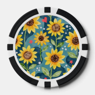 Helle Sonnenblumen Pokerchips