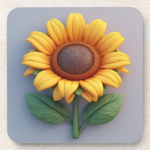 Helle Sonnenblumen-Skulptur Getränkeuntersetzer