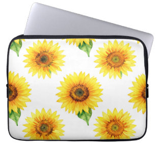 Helle Sonnenblumen-Wasserfarbe Nahtloses Muster Laptopschutzhülle