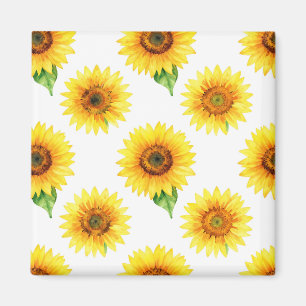 Helle Sonnenblumen-Wasserfarbe Nahtloses Muster Magnet