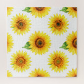 Helle Sonnenblumen-Wasserfarbe Nahtloses Muster Puzzle (Horizontal)