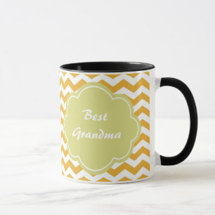 helle sonnengelbe Chevron-Zickzackstreifen. Tasse