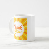 Helle Sonnengruß Dankeschön Kaffeetasse (Vorderseite Links)