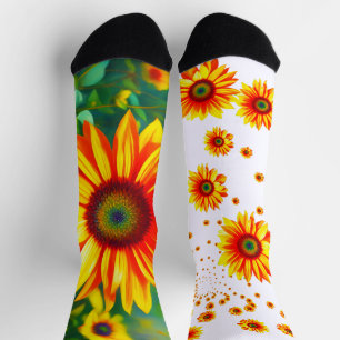 helle sonnige, farbenfrohe Sonnenblumenkunst Socken