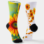 helle sonnige, farbenfrohe Sonnenblumenkunst Socken (Gewinkelt)