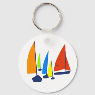 Helle sonnige Segelboote Schlüsselanhänger