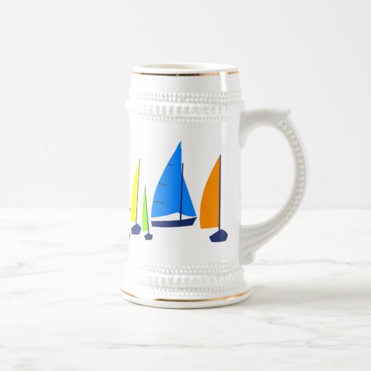 Helle sonnige Segelboote - Stein Bierglas (Rechts)