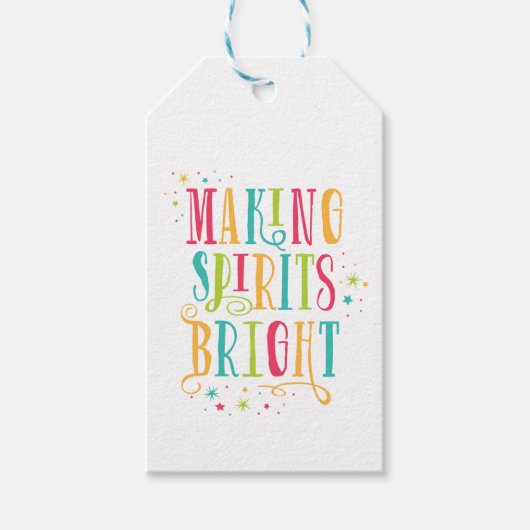 Helle Spirituosen farbenfrohe Weihnachtsgeschenke Geschenkanhänger (Vorderseite)