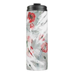Helle Splash Red Poppe Wasserfarbe Thermosbecher