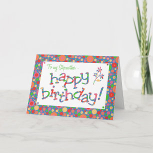 Helle Spots Muster auf Blue Stepmutter Geburtstag Karte