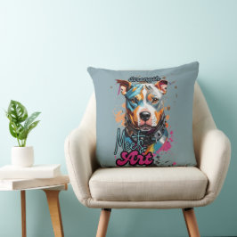 Helle Spritzer Pit Bull Illustration Kissen