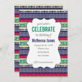 Helle Stammes Aztec Muster Geburtstagseinladung Einladung (Vorne/Hinten)