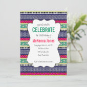 Helle Stammes- aztekische Muster Einladung (Stehend Vorderseite)