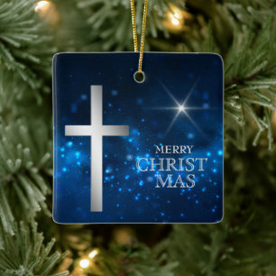 Helle Star Christlich Silver Cross Weihnachten Keramikornament