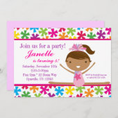 Helle Star Gymnasten Geburtstagsparty Einladung (Vorne/Hinten)