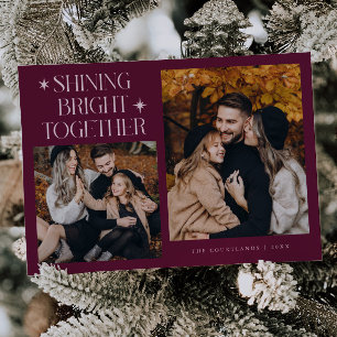 Helle Sterne Cranberry Multi Foto Holiday Feiertagskarte