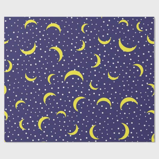 Helle Sterne & Gelbes Viertel Moon Night Sky Geschenkpapier (Flach)