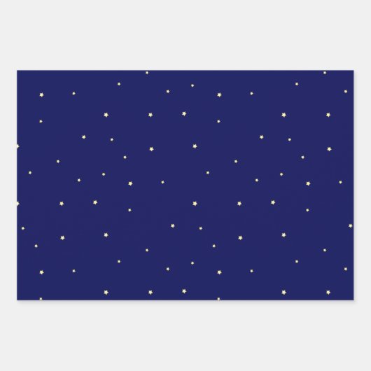 Helle Sterne in Midnight Blue Sky Fantasy Geschenkpapier Set (Vorderseite 3)