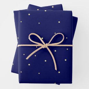 Helle Sterne in Midnight Blue Sky Fantasy Geschenkpapier Set