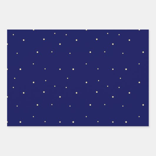 Helle Sterne in Midnight Blue Sky Fantasy Geschenkpapier Set (Vorderseite)