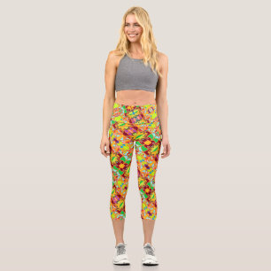 helle Sterne und Blume wiederholen Muster lebendig Capri Leggings