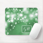 Helle Sternenleuchten auf grüner Monogram Mousepad (Mit Mouse)