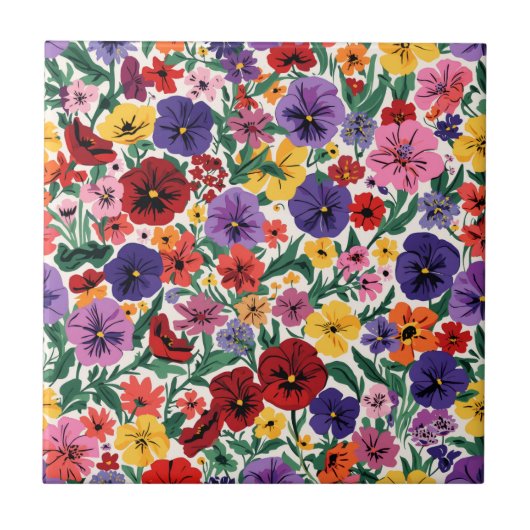 Helle Stiefmütterchen im Blumenmuster für den Früh Fliese (Vorderseite)