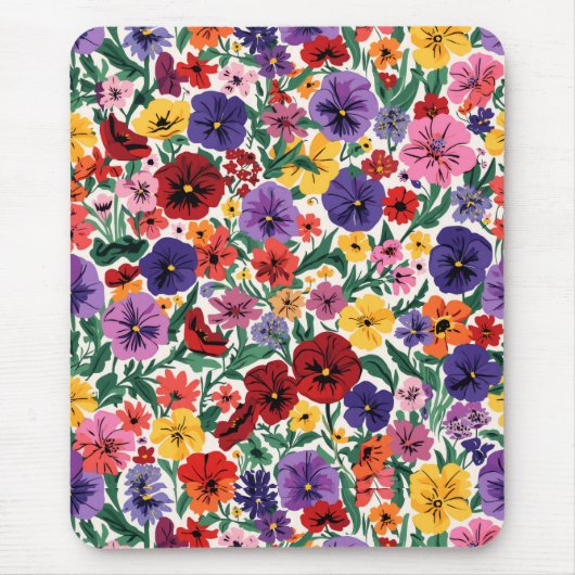 Helle Stiefmütterchen im Blumenmuster für den Früh Mousepad (Vorne)