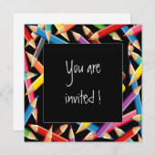 Helle Stifte Rahmen Einladung (Vorne/Hinten)
