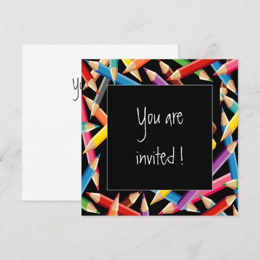 Helle Stifte Rahmen Einladung (Vorne/Hinten)