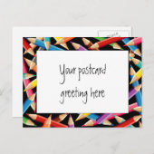 Helle Stifte Rahmen Postkarte (Vorne/Hinten)