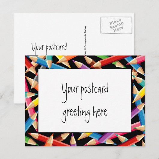 Helle Stifte Rahmen Postkarte (Vorne/Hinten)