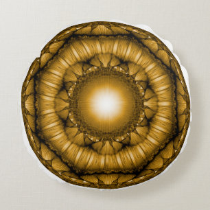 Helle strahlende geometrische Ornamentik Rundes Kissen