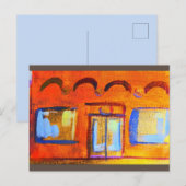 Helle Straßenecke orange Fassade Postkarte (Vorne/Hinten)