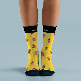 Helle Strawberry Watercolor Moderne Sommerbezeichn Socken