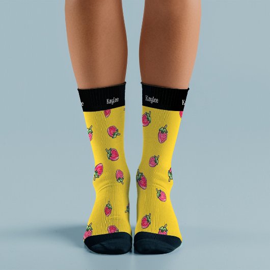Helle Strawberry Watercolor Moderne Sommerbezeichn Socken