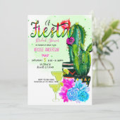 Helle Streifen Fiesta Sukkuline Brautparty Einladung (Stehend Vorderseite)