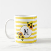 Helle Streifen Gelbe Sonnenblumen Blumenmonogramm Kaffeetasse (Links)