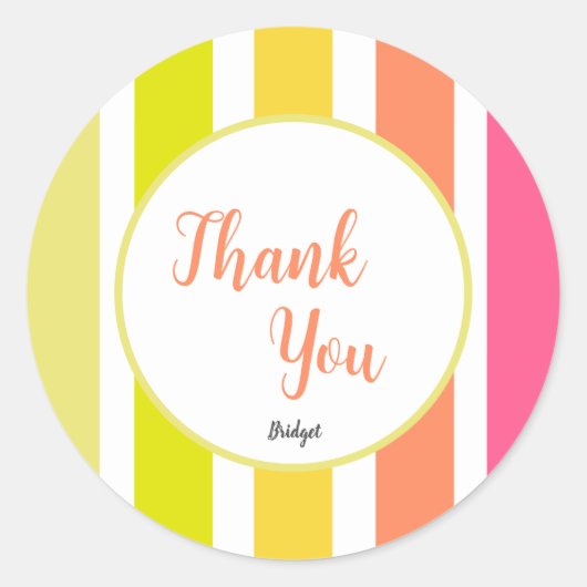 Helle Streifen Sommerstimmung Vielen Dank Runder Aufkleber (Vorderseite)