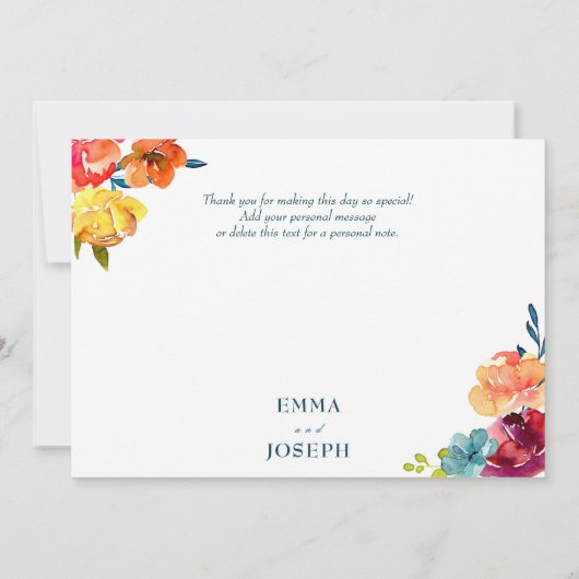 Helle Summer elegante Wedding "Danke" Card Save The Date (Rückseite)